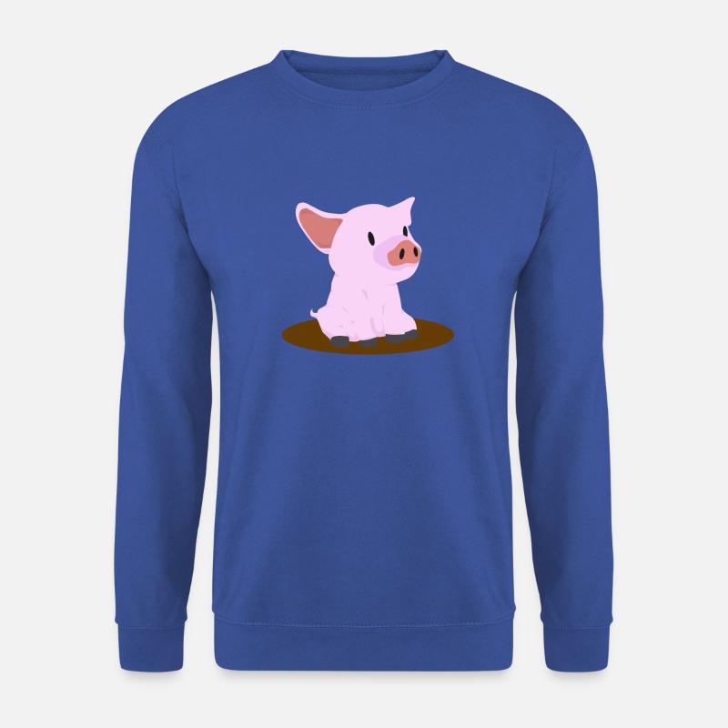 Rosa Schwein Sitzen Linksansicht - Unisex Pullover - Royalblau