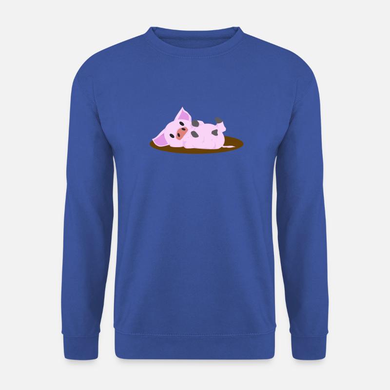 Rosa Schwein Lying - Unisex Pullover - Royalblau
