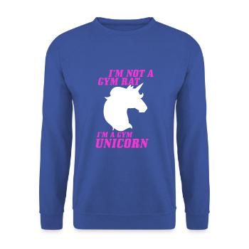 Im not a Gym Rat Im a Gym Unicorn funny Fitness - Unisex Pullover - Royalblau - Vorne - Alina (178cm) & Michal (187cm)