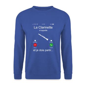 La Clarinette M'appelle Et Je Dois Partir - Sweat-shirt Unisexe - bleu royal - Devant - Alina (178cm) & Michal (187cm)