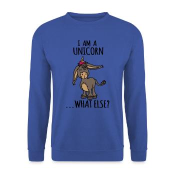 i am a unicorn / Einhorn / Licorne - Unisex Pullover - Royalblau - Vorne - Alina (178cm) & Michal (187cm)