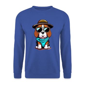 Beagle der Entdecker - Unisex Pullover - Royalblau - Vorne - Alina (178cm) & Michal (187cm)