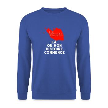 die Vendée, wo meine Geschichte beginnt - Unisex Pullover - Royalblau - Vorne - Alina (178cm) & Michal (187cm)