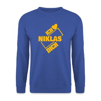 Niklas - Unisex Pullover - Royalblau - Vorne - Alina (178cm) & Michal (187cm)