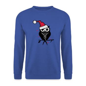 Winterliche Eule mit Santa Mütze im Schnee - Unisex Pullover - Royalblau - Vorne - Alina (178cm) & Michal (187cm)