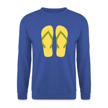 Sonnengelbe Flipflops - Unisex Pullover - Royalblau - Vorne - Alina (178cm) & Michal (187cm)