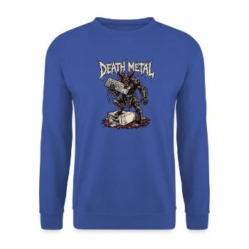 Death Metal Dämon Im Büro - Unisex Pullover - Royalblau - Vorne - Alina (178cm) & Michal (187cm)