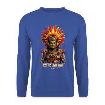 Aztec Krieger mit Federnkrone - Unisex Pullover - Royalblau - Vorne - Alina (178cm) & Michal (187cm)