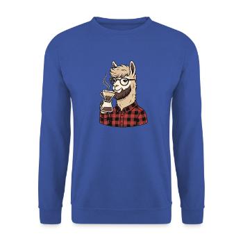 Kaffee Alpaka - Unisex Pullover - Royalblau - Vorne - Alina (178cm) & Michal (187cm)