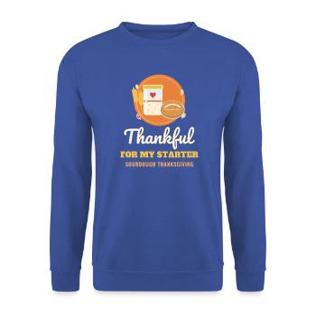 Dankbar für meinen Starter-Sauerteigbäcker - Unisex Pullover - Royalblau - Vorne - Alina (178cm) & Michal (187cm)