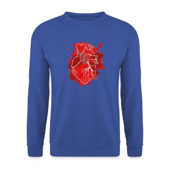 Herz - Unisex Pullover - Royalblau - Vorne - Alina (178cm) & Michal (187cm)