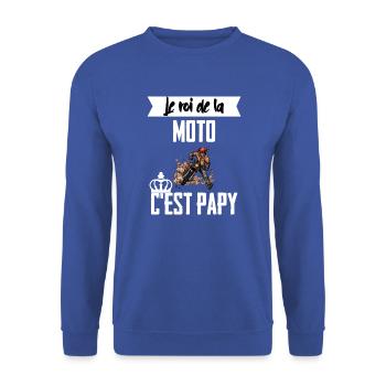 Le roi de la moto c'est papy t-shirt grand-père - Sweat-shirt Unisexe - bleu royal - Devant - Alina (178cm) & Michal (187cm)