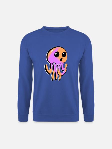 Süße lila orangene comic/anime Qualle - Unisex Pullover - Royalblau