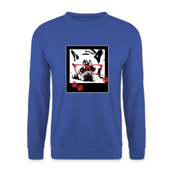 Chien Bouledogue français - Sweat-shirt Unisexe - bleu royal - Devant - Alina (178cm) & Michal (187cm)