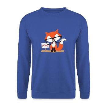 Kindermotiv: schlauer Fuchs rechnet - Unisex Pullover - Royalblau - Vorne - Alina (178cm) & Michal (187cm)