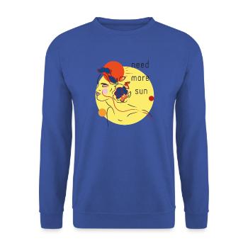 Sonnenporträt mit Blumen - Unisex Pullover - Royalblau - Vorne - Alina (178cm) & Michal (187cm)