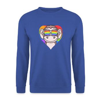 LGBT Herz mit Affe Regenbogen - Unisex Pullover - Royalblau - Vorne - Alina (178cm) & Michal (187cm)