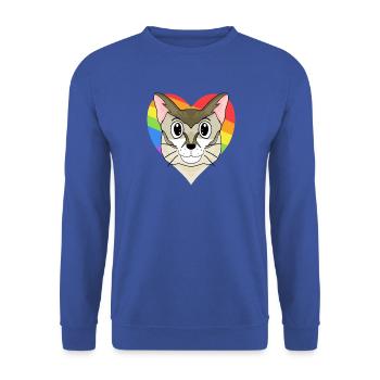 Singapura Katze - Regenbogen Herz - Unisex Pullover - Royalblau - Vorne - Alina (178cm) & Michal (187cm)