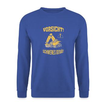 Bagger Baggerfahrer Baugeräteführer Schweres Gerät - Unisex Pullover - Royalblau - Vorne - Alina (178cm) & Michal (187cm)