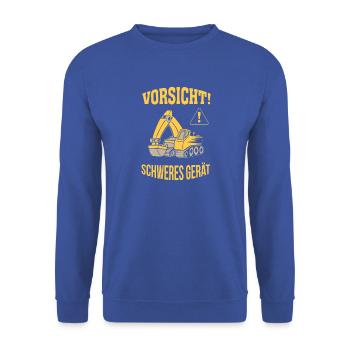 Bagger Baggerfahrer Baugeräteführer Schweres Gerät - Unisex Pullover - Royalblau - Vorne - Alina (178cm) & Michal (187cm)
