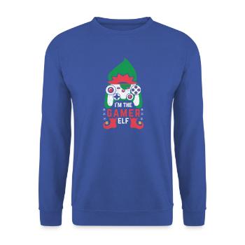 Christmas Elf Gamer bei Digital Embroidery - Unisex Pullover - Royalblau - Vorne - Alina (178cm) & Michal (187cm)
