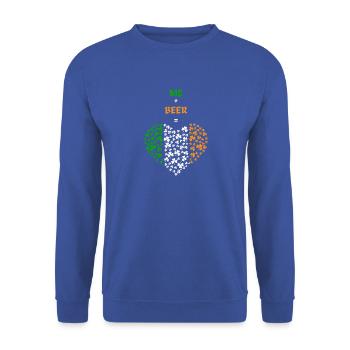 Me + Beer = Herz - St Patrick Humor T-Shirt - Unisex Pullover - Royalblau - Vorne - Alina (178cm) & Michal (187cm)
