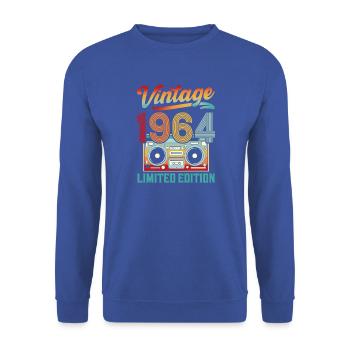 Design Vintage 1964 Ghettoblaster - Unisex Pullover - Royalblau - Vorne - Alina (178cm) & Michal (187cm)