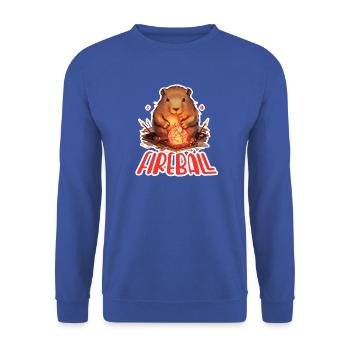 Capybara Magier – Feuerball RPG Design - Unisex Pullover - Royalblau - Vorne - Alina (178cm) & Michal (187cm)