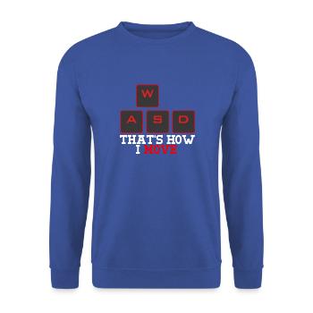WASD That's how I move - Unisex Pullover - Royalblau - Vorne - Alina (178cm) & Michal (187cm)