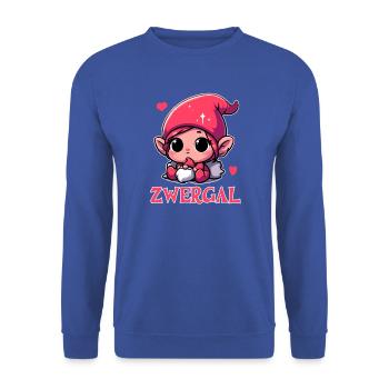 Zwergal - Süßes Design mit Baby-Zwerg - Unisex Pullover - Royalblau - Vorne - Alina (178cm) & Michal (187cm)