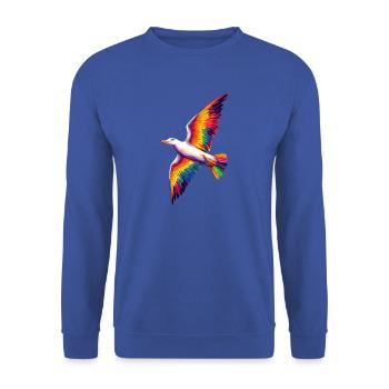 Möwe Strand Meer Nordsee Ostsee Silbermöwe Möwen - Unisex Pullover - Royalblau - Vorne - Alina (178cm) & Michal (187cm)