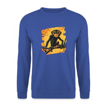 Affe - Unisex Pullover - Royalblau - Vorne - Alina (178cm) & Michal (187cm)