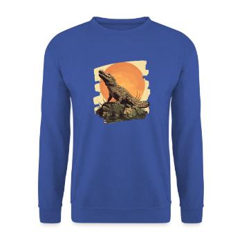 Krokodil Retro - Unisex Pullover - Royalblau - Vorne - Alina (178cm) & Michal (187cm)