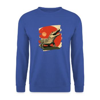Krokodil Retro - Unisex Pullover - Royalblau - Vorne - Alina (178cm) & Michal (187cm)