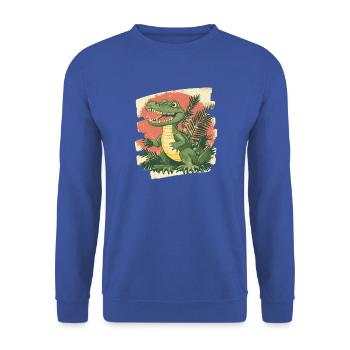 Krokodil Retro - Unisex Pullover - Royalblau - Vorne - Alina (178cm) & Michal (187cm)