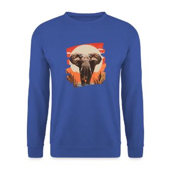 Elefant Retro - Unisex Pullover - Royalblau - Vorne - Alina (178cm) & Michal (187cm)