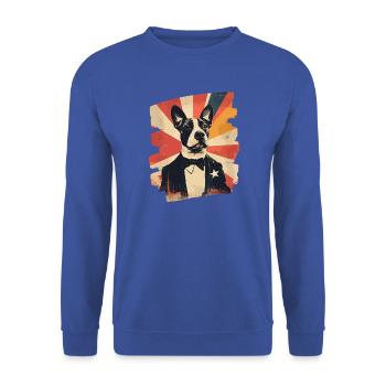 Bullterrier Kampfhund - Unisex Pullover - Royalblau - Vorne - Alina (178cm) & Michal (187cm)