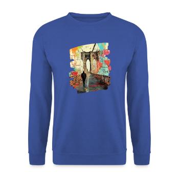 Brooklyn Bridge - Unisex Pullover - Royalblau - Vorne - Alina (178cm) & Michal (187cm)