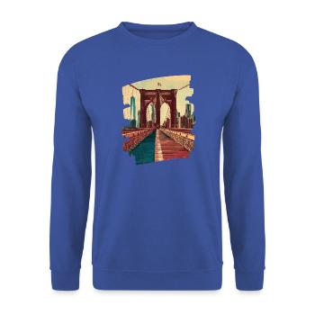 Brooklyn Bridge - Unisex Pullover - Royalblau - Vorne - Alina (178cm) & Michal (187cm)