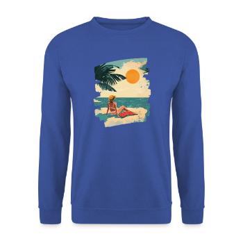 Sommer Strand Retro - Unisex Pullover - Royalblau - Vorne - Alina (178cm) & Michal (187cm)