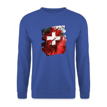 Schweizer Flagge Schweiz - Unisex Pullover - Royalblau - Vorne - Alina (178cm) & Michal (187cm)