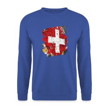 Schweizer Flagge Schweiz - Unisex Pullover - Royalblau - Vorne - Alina (178cm) & Michal (187cm)