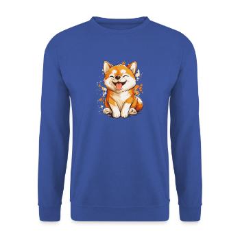 Shiba Inu - Unisex Pullover - Royalblau - Vorne - Alina (178cm) & Michal (187cm)