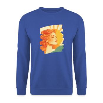 Sommer Sonne Retro - Unisex Pullover - Royalblau - Vorne - Alina (178cm) & Michal (187cm)