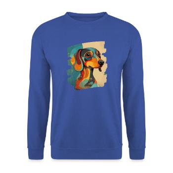 Dackel - Unisex Pullover - Royalblau - Vorne - Alina (178cm) & Michal (187cm)