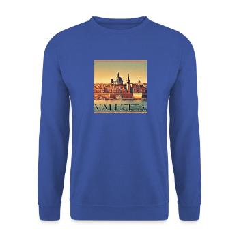 Maltas Valletta Retro Mittelmeer Hafenstadt - Unisex Pullover - Royalblau - Vorne - Alina (178cm) & Michal (187cm)