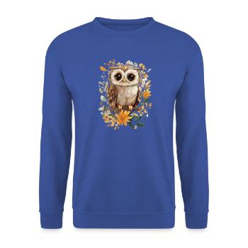 Eule - Unisex Pullover - Royalblau - Vorne - Alina (178cm) & Michal (187cm)