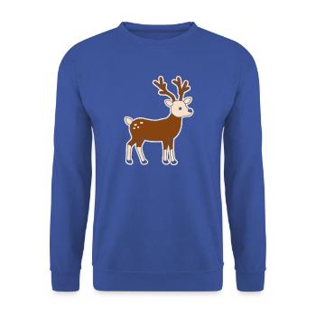 Niedliche Hirsche Verspielte Illustration Karibu - Unisex Pullover - Royalblau - Vorne - Alina (178cm) & Michal (187cm)