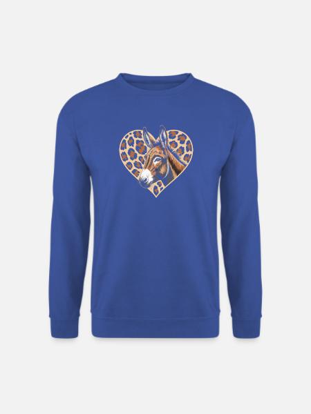 Esel mit Leopard-Herz - Unisex Pullover - Royalblau