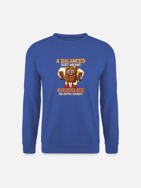 Ausgewogenes Schokoladen-Motiv mit Comic-Charakter - Unisex Pullover - Royalblau